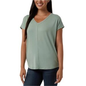 32 Degrees Cool Women's Soft Luxe Short Sleeve V-Neck Top | Green| XXL